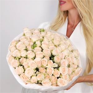 25 кремовых кустовых роз Софи 5657