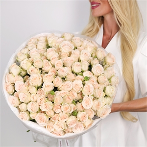 35 кремовых кустовых роз Софи 5658
